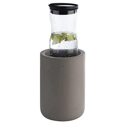 Image de APS Element Refroidisseur de Bouteilles en béton avec Dessous protégeant Les Meubles pour 0,7 1,5 Litre Ø 12/10 cm, Hauteur 19 Gris
