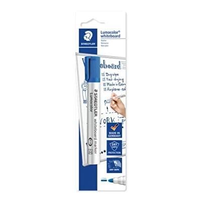 Image de Staedtler 351 3 BKDA Lumocolor Marqueur pour Tableau Blanc, Bleu, Pointe Ronde, 1 Pièce