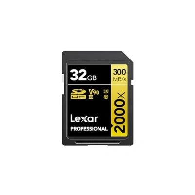 Image de Lexar Professional 2000x Carte SD 32 Go, mémoire SDHC UHS II sans Lecteur, Jusqu&#039;à 300 Mo/s en Lecture, pour DSLR, caméras vidéo qualité cinéma (LSD2000032G BNNAG)