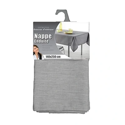 Image de douceur d&#039;intérieur, Nappe Rectangle (140 x 250 cm) Newton Gris, Chambray Enduit