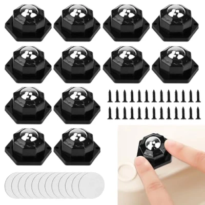 Image de ADERTOS 12PCS Mini Roulette Auto Adhésive Roulettes Pivotantes Universelles À 360 Degrés Petites en Plastique pour Meubles (Coller/Perforer Double Usage)