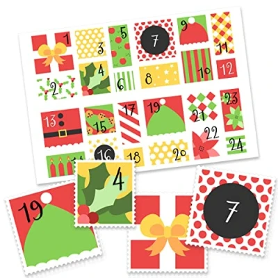 Image de Papierdrachen 24 Autocollants des numéros du Calendrier de l&#039;Avent Tampon Jaune Vert n 51 pour travaux manuels et décoration