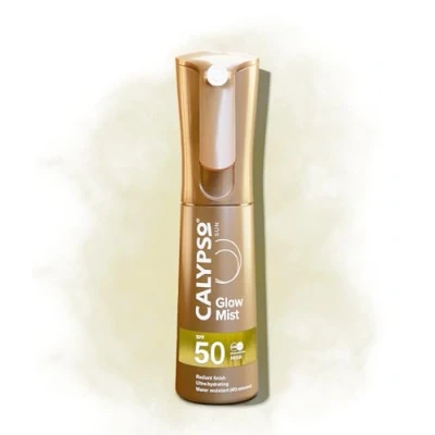 Image de Calypso Glow Mist SPF50 Finition éclatante pour la peau, spray solaire protecteur, résistant à l&#039;eau, non collant, haute protection UVA et UVB, 100 ml