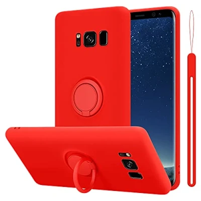 Image de cadorabo Coque Compatible avec Samsung Galaxy S8 Plus en Liquid Red Etui pour Téléphone Portable Silicone TPU Souple Anneau Ultra Slim Soft Back Cover Case Bumper