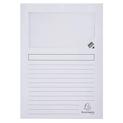Image de Exacompta Réf. 50110E Paquet de 100 chemises à fenêtre sans plastique Forever® 120 g/m² couleurs vives 100% recyclées et certifiées Ange Bleu dimensions 22 x 31 cm pour A4 couleur blanc