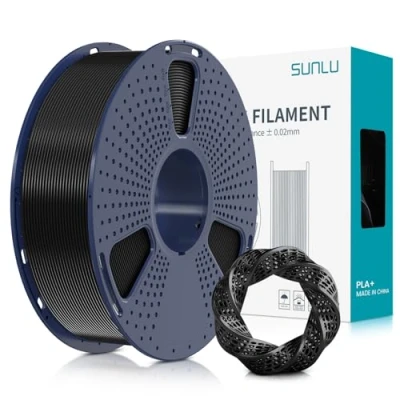 Image de SUNLU filament PLA+ 1,75 mm, PLA plus pour imprimante 3D, résistant, Neatly Wound, 1 kg de impression précision dimensionnelle +/ 0,02 noir