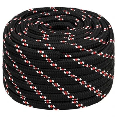 Image de vidaXL Corde de Bateau Levage Câble d&#039;Amarrage Ancrage Navire Lignes Gréement à Linge Noir 20 mm 50 m Polypropylène