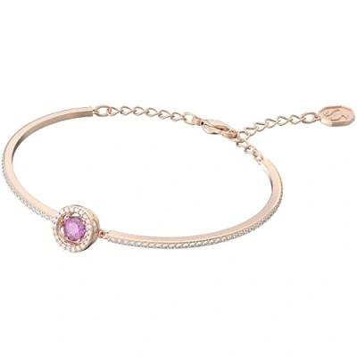 Image de Swarovski Bracelet jonc Sparkling femme, dance, coupe ronde, pierre centrale, petits cristaux et placage de ton or rosé, violet