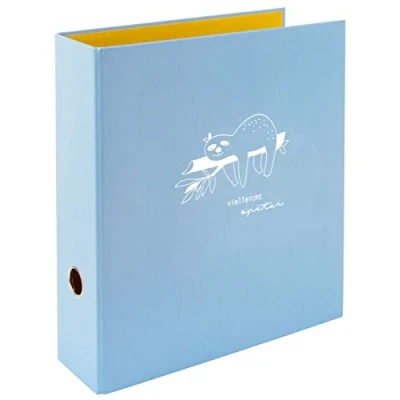 Image de goldbuch 33 129 Classeur à levier Bleu clair Motif paresseux 28,5 x 32 8 cm Couverture impression gaufrée blanche Agrafeuse