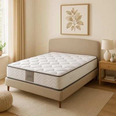 Image de SAMPUR Matelas Cosmos by Epaisseur 20 cm Bi Techno : Mémoire de Forme 50kg/m3 &amp; Ressorts ensachés 19cm Mousse HR+ Pro Suit® Indépendance Couchage Optimal (140 x 190 cm)