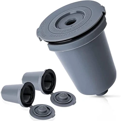 Image de Filtre à café réutilisable pour Cuisinart, compatible avec la cafetière Cuisinart SS RFC portion unique, tasse filtrante grise barista, rechargeable sans BPA