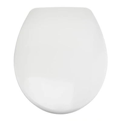 Image de Amazon Basics Abattant WC très résistant à fermeture douce et libération rapide Taille universelle, Ovale, Blanc, 42.5 x 37 cm (L W)