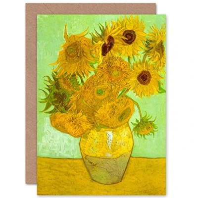Image de Artery8 Vincent Van Gogh Twelve Sunflowers Fine Art Greeting Card Plus Envelope Blank Inside