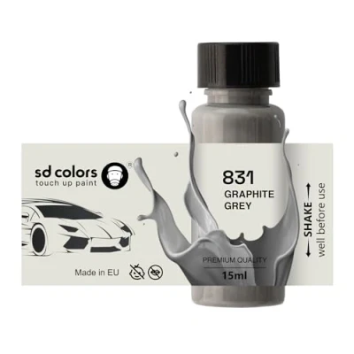 Image de SD COLORS Peinture de retouche Gris graphite 831/7831 15 ML Pinceau réparation pour rayures Code couleur : (juste la peinture)