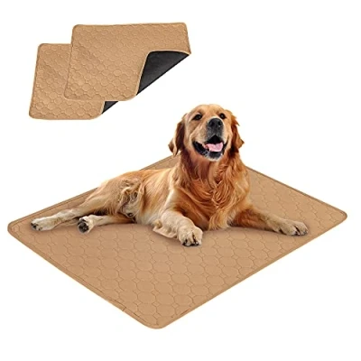 Image de Eastlion Tapis Educateur Chien Ultra Absorbant,Réutilisables Alèse Pipi,Tapis pour et Chiot Convient Aux Chiens/Chats/Cochon d&#039;Inde(2 PCS 60x45 cm) S Beige