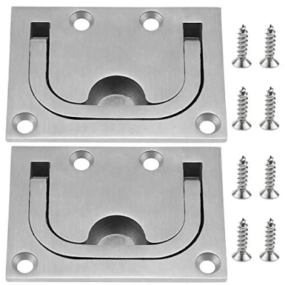 Image de UBERMing 2 Trappes Affleurantes pour Bateaux Poignée Marine en Acier Inoxydable Trappe Encastrée Bateau de Traction avec 8 Vis Casier d&#039;armoire Yacht Boat