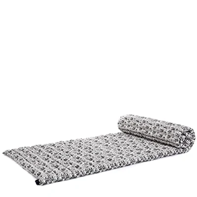 Image de LEEWADEE Matelas De Sol Pliable, Futon Japonais Enroulable, Lit D&#039;Appoint 1 Personne, Chauffeuse Place, Tapis Méditation en Kapok, 190 x 70 cm, Noir Blanc