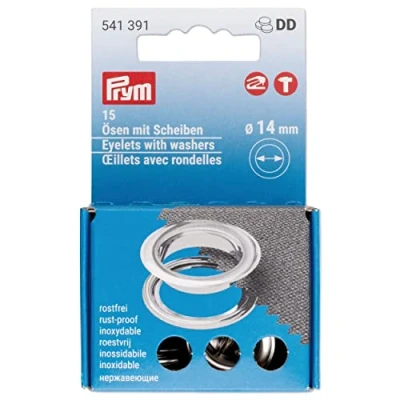 Image de Prym argenté, 542542 Œillets avec rondelles, 11 mm, Rouge, utilisables l&#039;outil Vario Creative Tool, Set de 15 Pièces