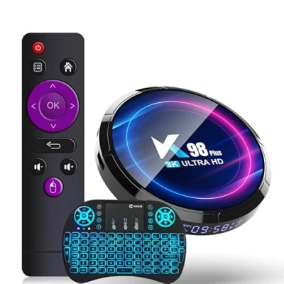 Image de CHROX Boîtier TV Android 13.0, Smart K98 Plus 4 Go De RAM 64 ROM Rockchip RK3528 2,4 G/5 G Double WiFi 10/100 M USB 3.0 H.265 8K Ultra HD avec Mini Clavier sans Fil,4gb+64gb