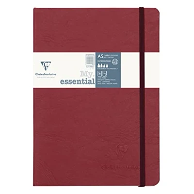 Image de Clairefontaine 793422C Collection Age Bag Un Carnet Élastiqué Cousu MyEssential Rouge A5 14,8x21 cm 192 Pages Numérotées Petits Carreaux Papier Ivoire 90 g Couverture Carte Lustrée Grain Cuir