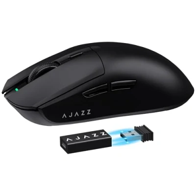 Image de MAMBASNAKE AJAZZ AJ139PRO Superlight Souris Gamer sans Fil, 59g Ultra Léger Gaming, 26000DPI, Capteur PixArt 3395, 2.4G/Filaire Rechargeable, G502, Batterie 300Heures, Pieds PTFE, PC/Mac, Noir