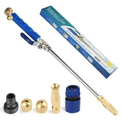 Image de Nettoyeur haute pression GES Jet, buse de tuyau pression, lance laveuse à extrémité d&#039;arrosage extensible, pulvérisateur nettoyage vitres (Réglable + Bleu)