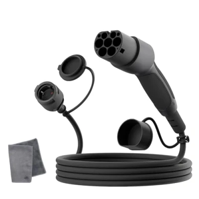 Image de dé Adaptateur Type 2 vers Schuko 16A 3m Chargement Facile aux bornes de Recharge/Wallbox 230V, IP55 pour Vélo Électriques, Scooter Électriques et Motos Pas V2L