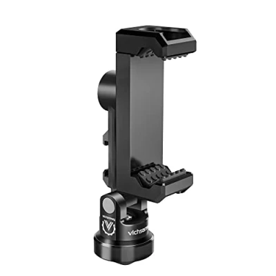 Image de VICHSAMWY Vollmetall Stativhalterung mit 3 kalten Schuhen und 1/4 Arca Port Verriegelungsknopf, 360Smartphone Stativadapter Kompatibel iPhone 14/13/12 Pro Max, Samsung S23 S22 Ultra, Alle Handys