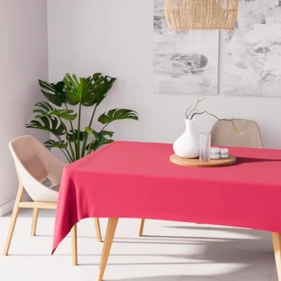 Image de Soleil d&#039;ocre, Alix Nappe Rectangle Anti tâches, Polyester, Framboise, 160x270 cm