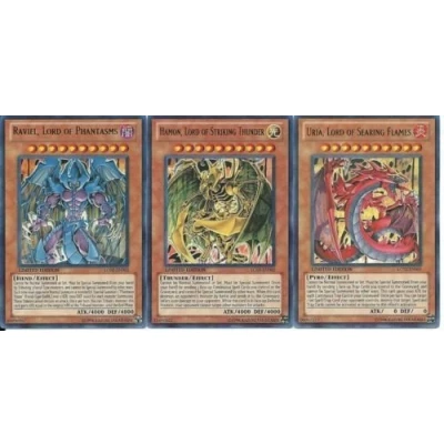Image de YuGiOh GX Legendary Collection 2 Single Card Ultra Rare Set of the 3 Sacred Beast Cards Uria, Hamon Raviel by Yu Gi Oh!