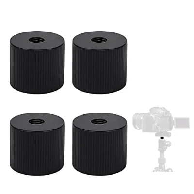 Image de Vis à Monture de Trépied, 4 Pcs Adaptateurs Griffe Trépied 1/ pour Rails Électriques Trépieds et Supports d&#039;éclairage, Écrou Est Fabriqué en Alliage d&#039;aluminium Haute Qualité (Noir)