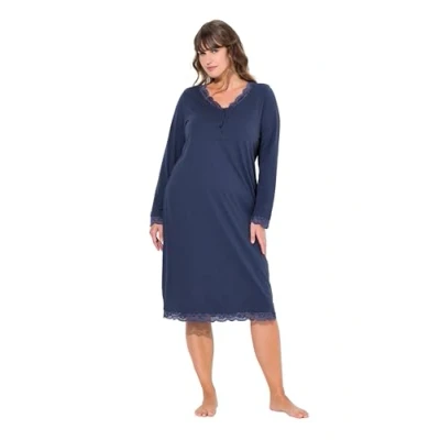 Image de Ulla Popken Vausschnitt Langarm Chemise de nuit / Nuisette, Femme, Taille: 48/50, Dark violet