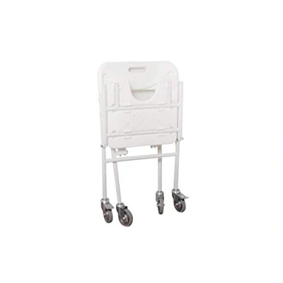 Image de Identités, Chaise de Douche Tobago à Roulettes, Assise Anatomique Confortable, Découpe pour Hygiène Intime, Compacte, Facile Plier, Roulettes Freins, Poids max Supporté 110 kg, Légère