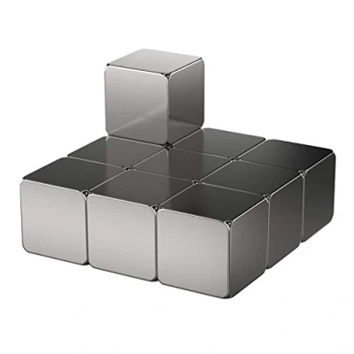 Image de Lot de 10 Aimants en néodyme Argenté x mm cubiques extra puissants Force d&#039;adhérence : environ 5,7 kg pour tableau blanc, d&#039;affichage, magnétique,