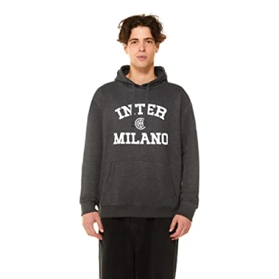 Image de Inter FC Internazionale Milano S.p.A Sweat à Capuche, Unisexe, Adulte, Produit Officiel, Collection Back to Stadium, Gris, XL