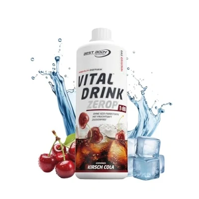 Image de Best Body Nutrition Vital Drink ZEROP® Cerise et de cola, Boisson concentrée sirop sans sucre, 1:80 donne 80 litres boisson, 1000 ml