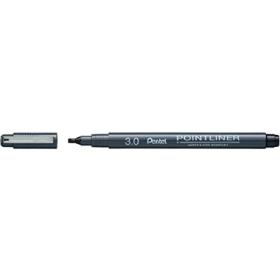 Image de Pentel Pointliner Calligraphy S20P C30A Stylo fin avec pointe de calligraphie en métal Noir Imperméable et résistant à la lumière 3 mm