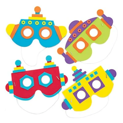Image de Baker Ross Kits de Masques Robot en Mousse (Lot 4) Assortiment Robots colorés Que Les Enfants pourront Porter Lors des fêtes ou pour Se déguiser. AW653