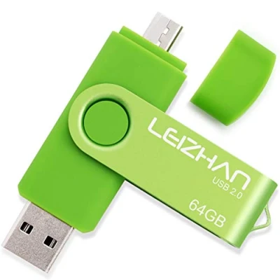 Image de leizhan Clé USB 64Go 2.0 OTG 2 en 1 Flash Drive Mémoire Stick pour PC Ordinateur Portable Android Smartphone Tablette Vert