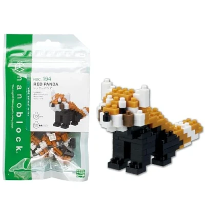 Image de Bandai Nanoblock Panda Roux Red Mini figurine en briques Jeu de construction Kit figurines animaux pixel NBC194