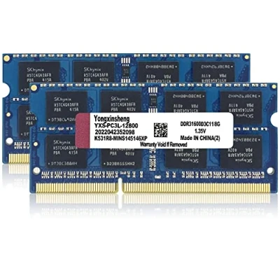 Image de Ram DDR3 /DDR3L 16go (2x8go) 1600MHz PC3L 12800 / PC3 Sodimm CL11 Non ECC Unbuffered 1.35V 1.5V 2Rx8 Double Rang 204 Pin Mémoire Barette Kit pour Ordinateur Portable (Bleu)