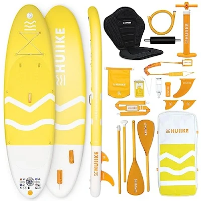 Image de Paddle Gonflable HUIIKE Stand Up Jaune 305x84x15 cm 130 kg max