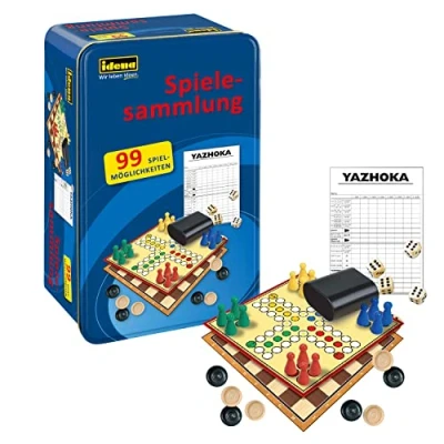 Image de Idena Collection de Jeux 40216 avec 99 Options Jeu, dans Une boîte en étain, y Compris Divers société et dés, Instructions pour 2 à 8 Joueurs partir 6 Ans