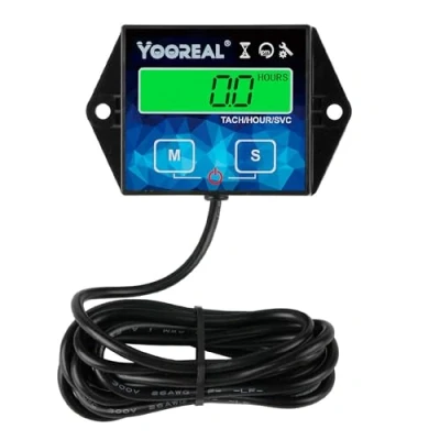Image de Yooreal Compteur horaire de tachymètre à rétroéclairage numérique, Heures réinitialisables, Batterie remplaçable Moteur pour tondeuse gazon Générateur Tronçonneuse