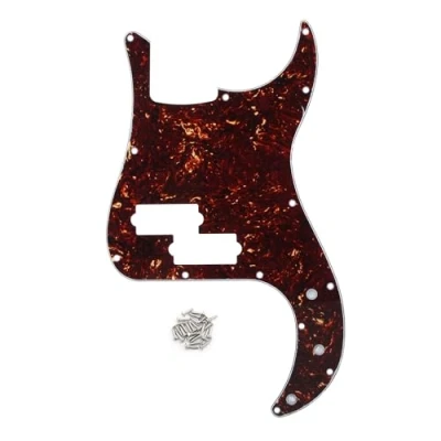 Image de FLEOR Pickguard de basse précision standard style moderne 13 trous sans encoche tige réglage pour modèle P à 4 cordes, tortue brune