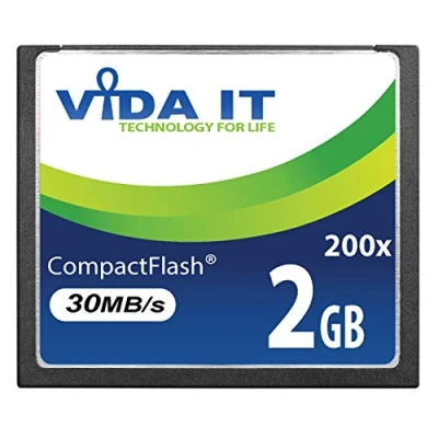 Image de Vida IT Carte Mémoire CF Compact Flash 2 Go Vitesse 200x 30 Mo/s IDE 50 Broches pour Appareil Photo numérique Canon EOS 10D 20D 20Da 300D 30D 350D 400D 40D 50D 5D Mark II 7D D30