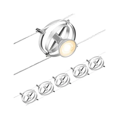 Image de Paulmann 94436 CorDuo Set Système de Câbles Cardan DC 5 x 10 watt max, Éclairage Extensible Chrome Mat Câble Matière Plastique GU5,3 sans Ampoules