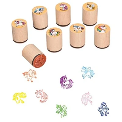 Image de Ameisenkeks® Lot de 8 tampons licorne Différents motifs Stable En bois