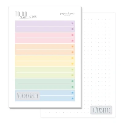 Image de paper&amp;you® Bloc notes, format A6, arc en ciel, avec 50 feuilles détachables agenda journalier, organiseur de Häfft paper&amp;you Respectueux du climat et durable