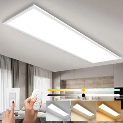 Image de Thanger Plafonnier LED avec télécommande 100 x 25 cm, 28W à intensité variable, Luminaire Fonction Mémoire, 2700 K 6500 Panneau de Plafond pour Cuisine, Salon